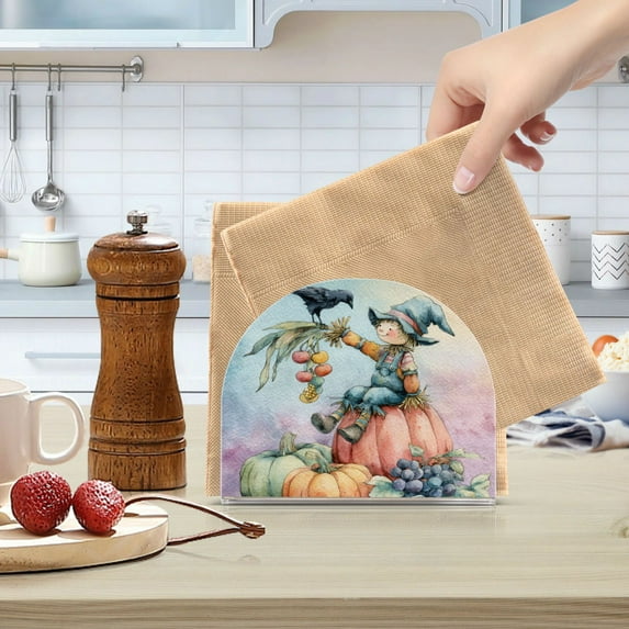 Qxltty Scarecrow Acrylic Napkin Holder Set of 2 Transparent Dining Table Kitchen Cafeteria Home Decor 4.1x4.9x1.97in