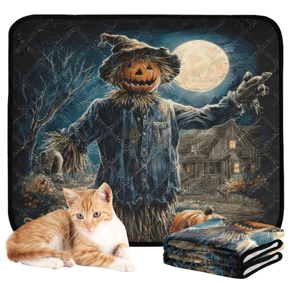 Qxltty Scary Scarecrow Cat litter Pads Pet Set of 3 Diaper Mats Center Anti-leakage Layer Absorbent Soft and Comfortable