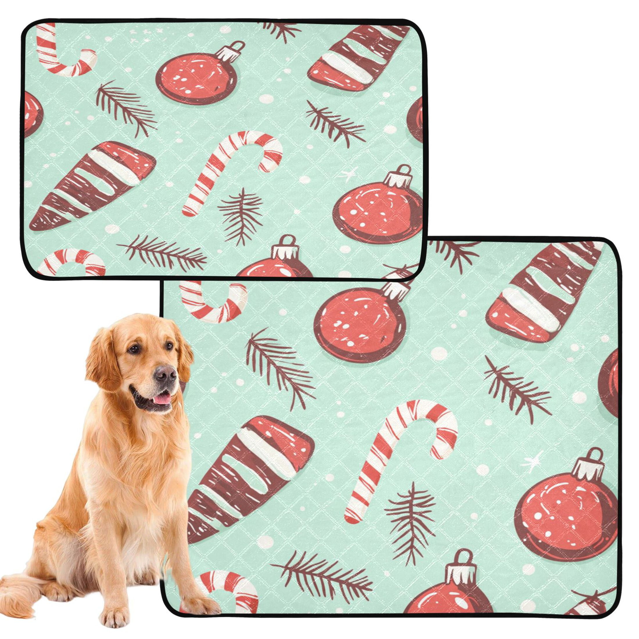 Qxltty Seamless Pattern with Christmas Elements Cat litter Pads Pet Set of 2 Diaper Mats Center Anti-leakage Layer Absorbent Soft and Comfortable