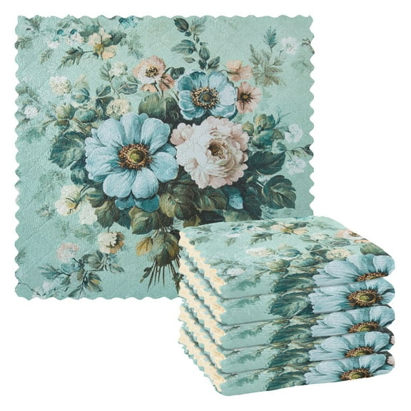 Qxltty Shabby Chic Bouquet Kitchen Towels Set of 6 Ultra Soft Absorbent Quick Drying Dish Cloths 11 x 11in