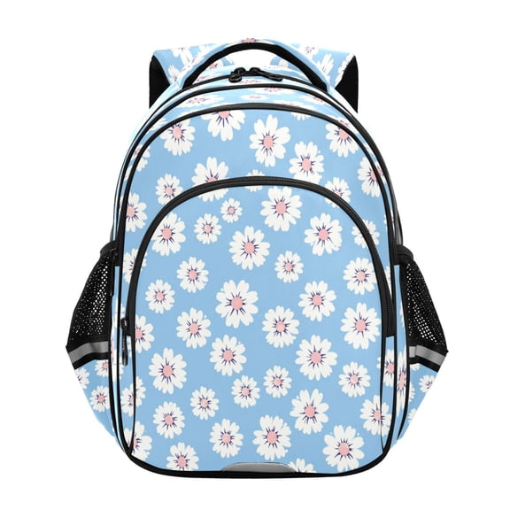 Qxltty Simple Blue Daisy Backpack Lightweight Multi Pocket Daypack Reflective Bookbag with Adjustable Straps