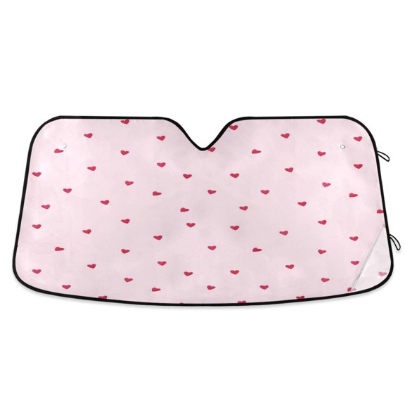 Qxltty Simple Little Heart Car Windshield Sunshades Foldable UV Rays Sun Visor Protector Keep Your Vehicle Cool 53×23.5in