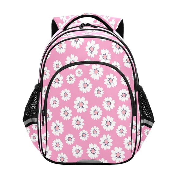 Qxltty Simple Pink Daisy Backpack Lightweight Multi Pocket Daypack Reflective Bookbag with Adjustable Straps