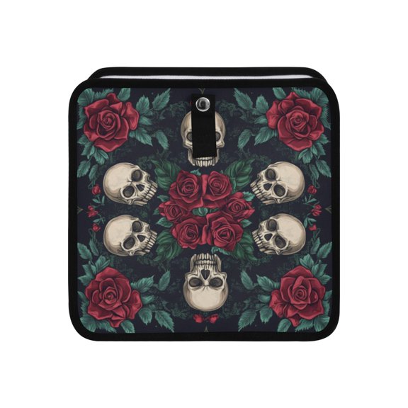 Qxltty Skull Red Rose Darkpattern Car Dumpster Collapsible Rear Seat Suspension Trash for Front Seat Center Console in Vehicle