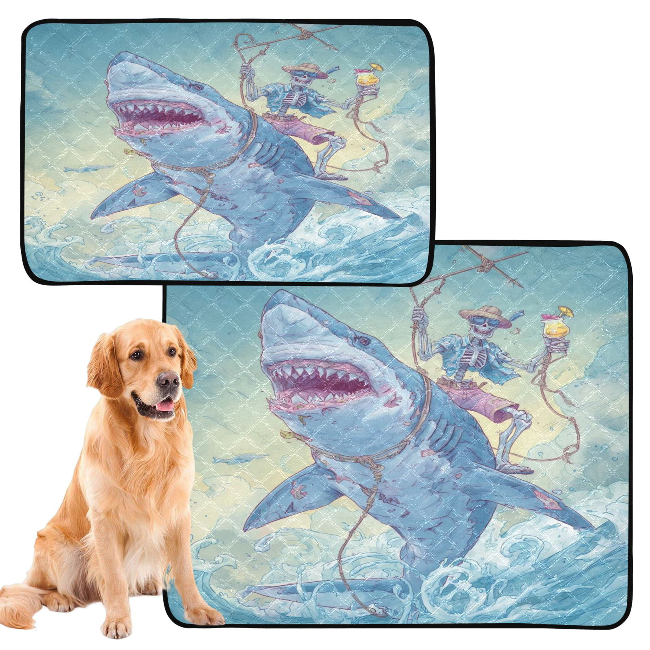 Qxltty Skull Shark Cat litter Pads Pet Set of 2 Diaper Mats Center Anti-leakage Layer Absorbent Soft and Comfortable