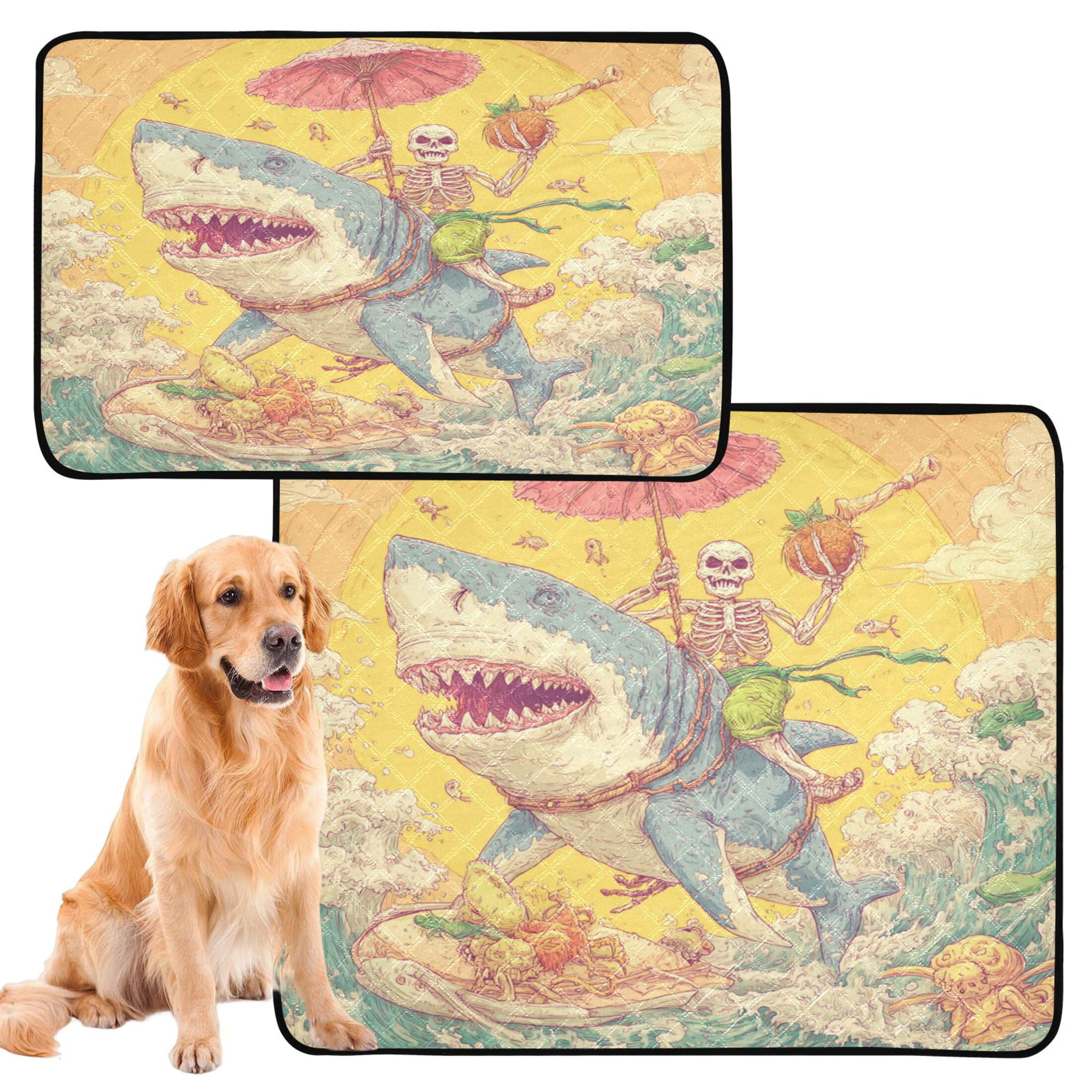 Qxltty Skull Surfing Cat litter Pads Pet Set of 2 Diaper Mats Center Anti-leakage Layer Absorbent Soft and Comfortable