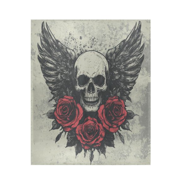 Qxltty Skull Wings Rose Grunge Style Soft Cozy Fluffy Blankets for Couch Sofa Chair Bed Camping Picnic Travel Lightweight Bed 5060inch