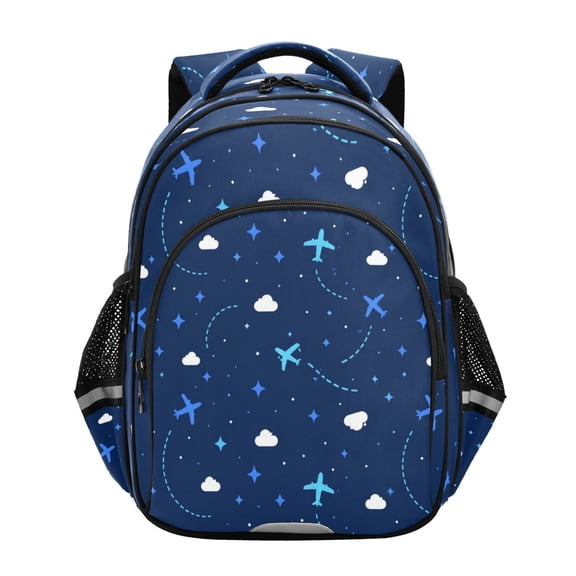 Qxltty Sky Airplanes Backpack Lightweight Multi Pocket Daypack Reflective Bookbag with Adjustable Straps