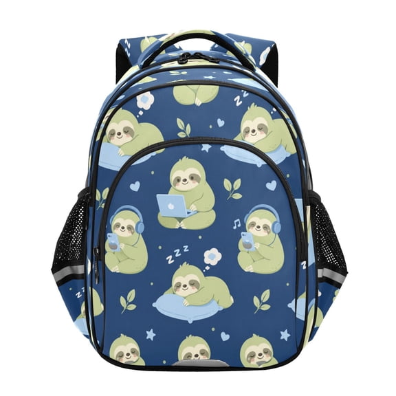 Qxltty Sleepy Sloth Prints Backpack Lightweight Multi Pocket Daypack Reflective Bookbag with Adjustable Straps