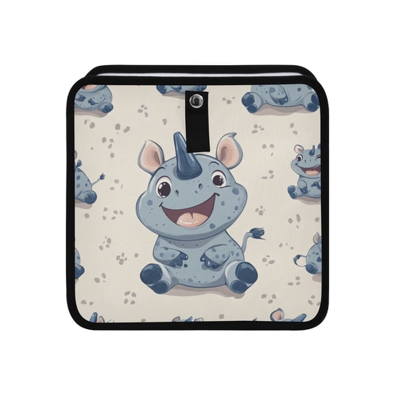 Qxltty Smile Cute Rhinoceros Car Dumpster Collapsible Rear Seat Suspension Trash for Front Seat Center Console in Vehicle