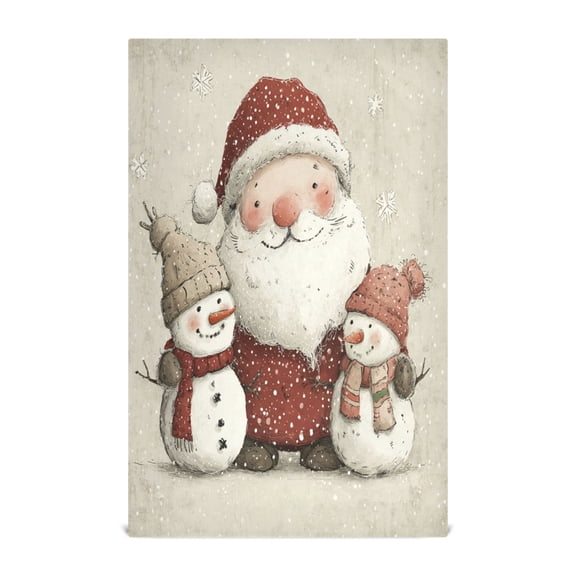 Qxltty Smiling Santa Claus Kitchen Towels 28 x 18 Inch Soft Cotton Linen Feel Dish Towels with Hanging Loop for Drying, Cleaning & Decor