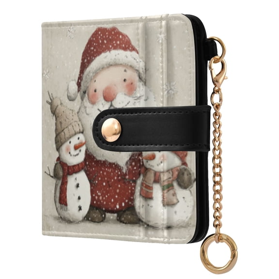 Qxltty Smiling Santa Claus Ladies Wallet Rfid Slim Thin Compact Credit Card Women Wallet Zipper Coin Pocket and ID Window for Female Gifts