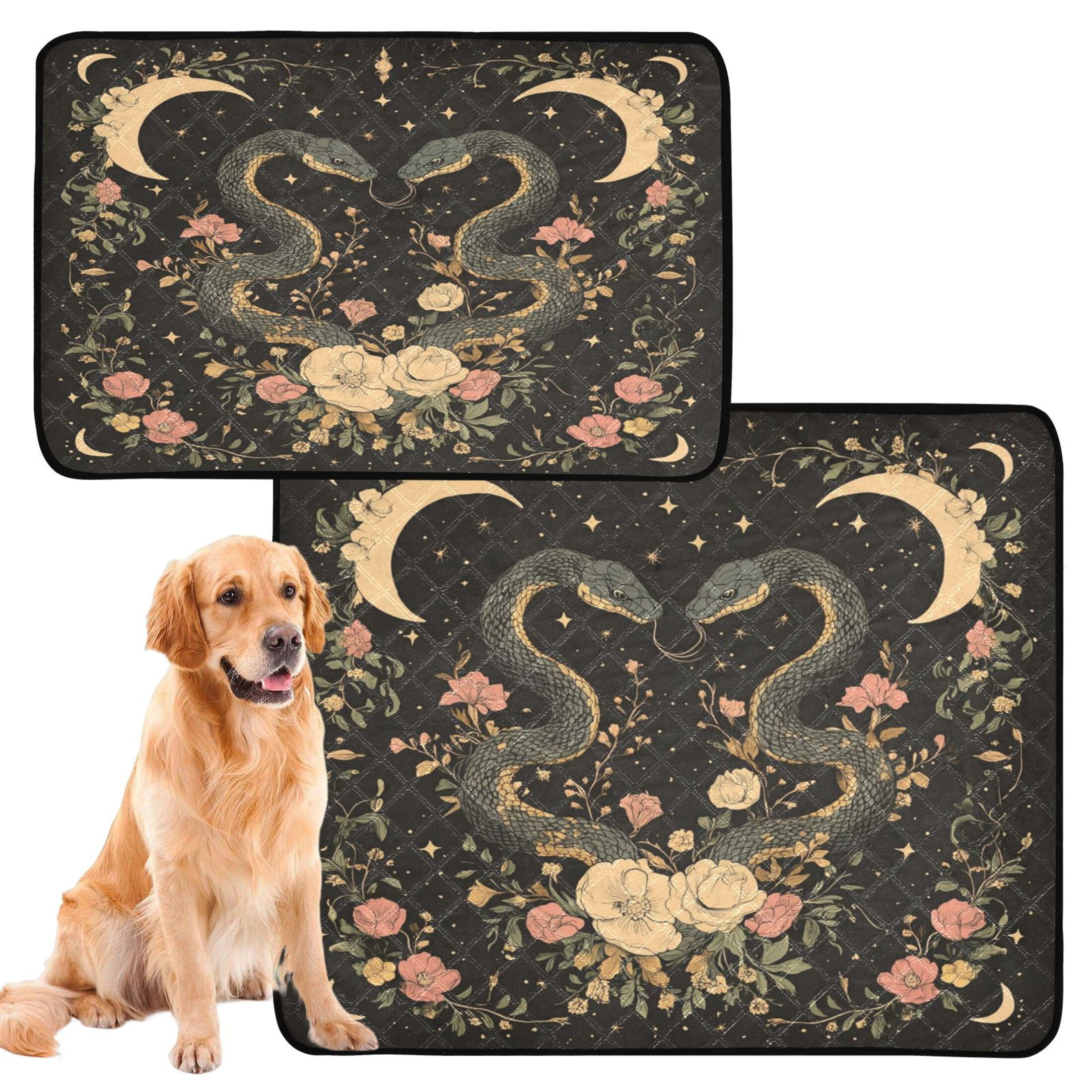 Qxltty Snakes Entwining Vines Cat litter Pads Pet Set of 2 Diaper Mats Center Anti-leakage Layer Absorbent Soft and Comfortable