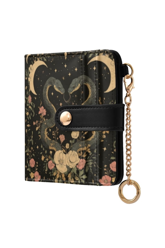 Snakes Entwining Vines Ladies Wallet Rfid Slim Thin Compact Credit Card Women Wallet Zipper Coin Pocket and ID Window for Female Gifts