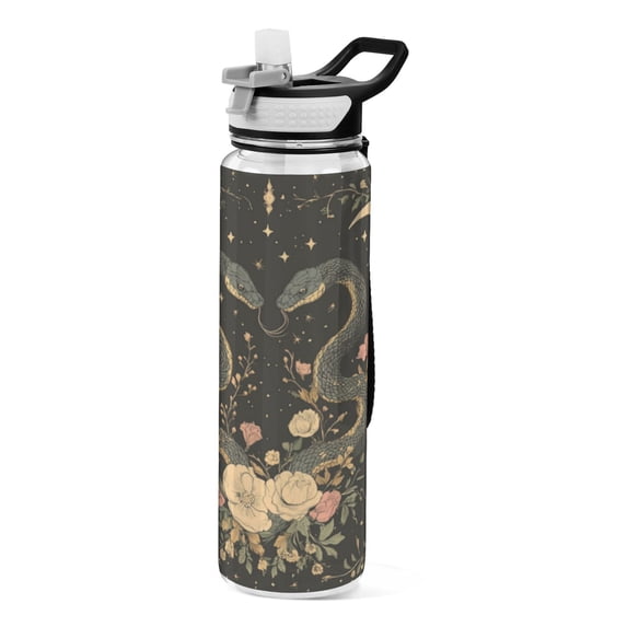 Qxltty Snakes Entwining Vines Water Bottle 32 oz with Straw BPA Free Reusable Fitness Sport Bottle Perfect for Travel School Outdoors and Gym