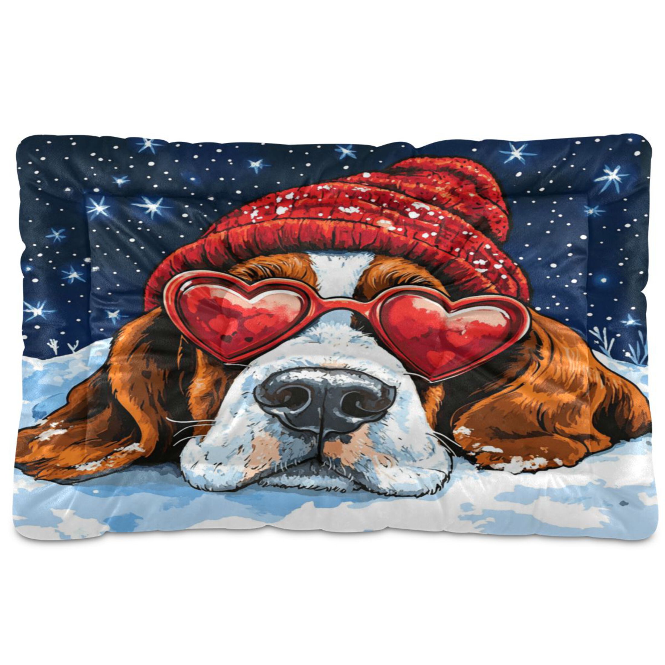 Qxltty Snow Basset Hound Ped Pad Wear-resistant and Hard to Bite Through Sleeping Pad for Small Medium Large Dogs Winter Pet Bed 36×24in