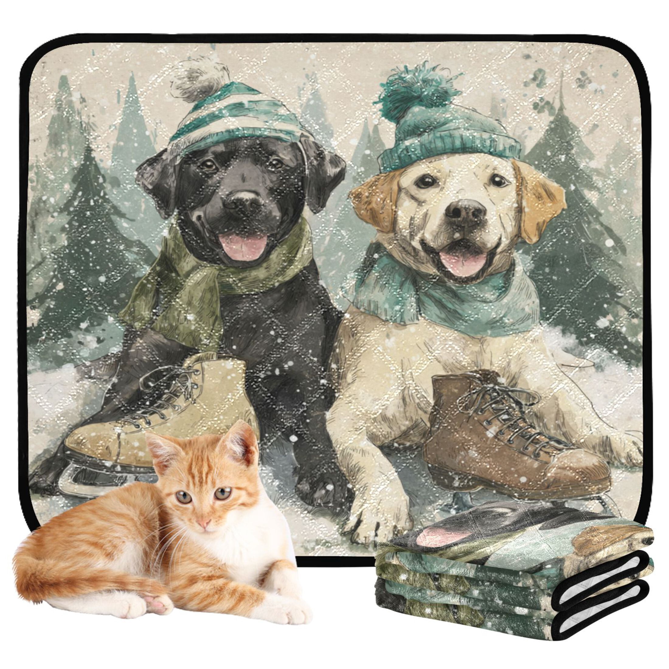 Qxltty Snow Labrador Cat litter Pads Pet Set of 3 Diaper Mats Center Anti-leakage Layer Absorbent Soft and Comfortable