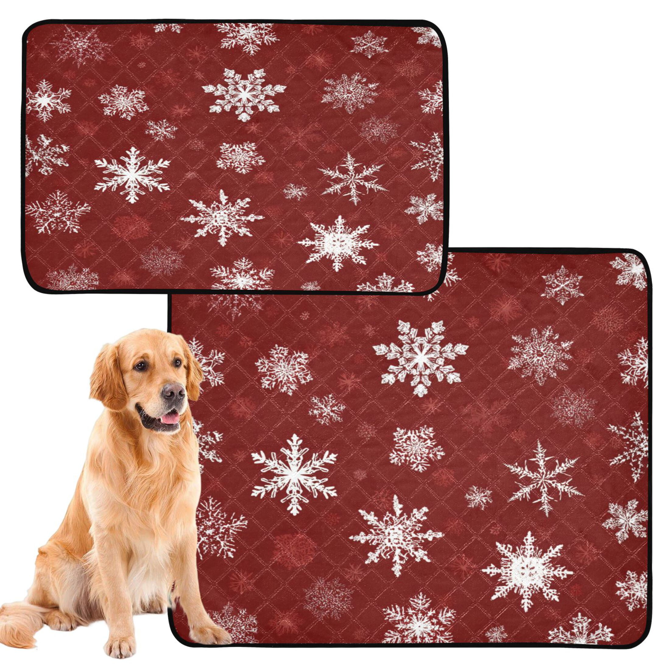 Qxltty Snowflake Pattern Cat litter Pads Pet Set of 2 Diaper Mats Center Anti-leakage Layer Absorbent Soft and Comfortable