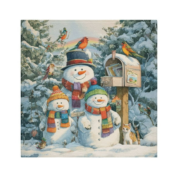 Qxltty Snowman Family Napkins 20×20in Perfect for Parties Dinners Weddings Cocktail Housewarming Cloth Napkins Set of 6