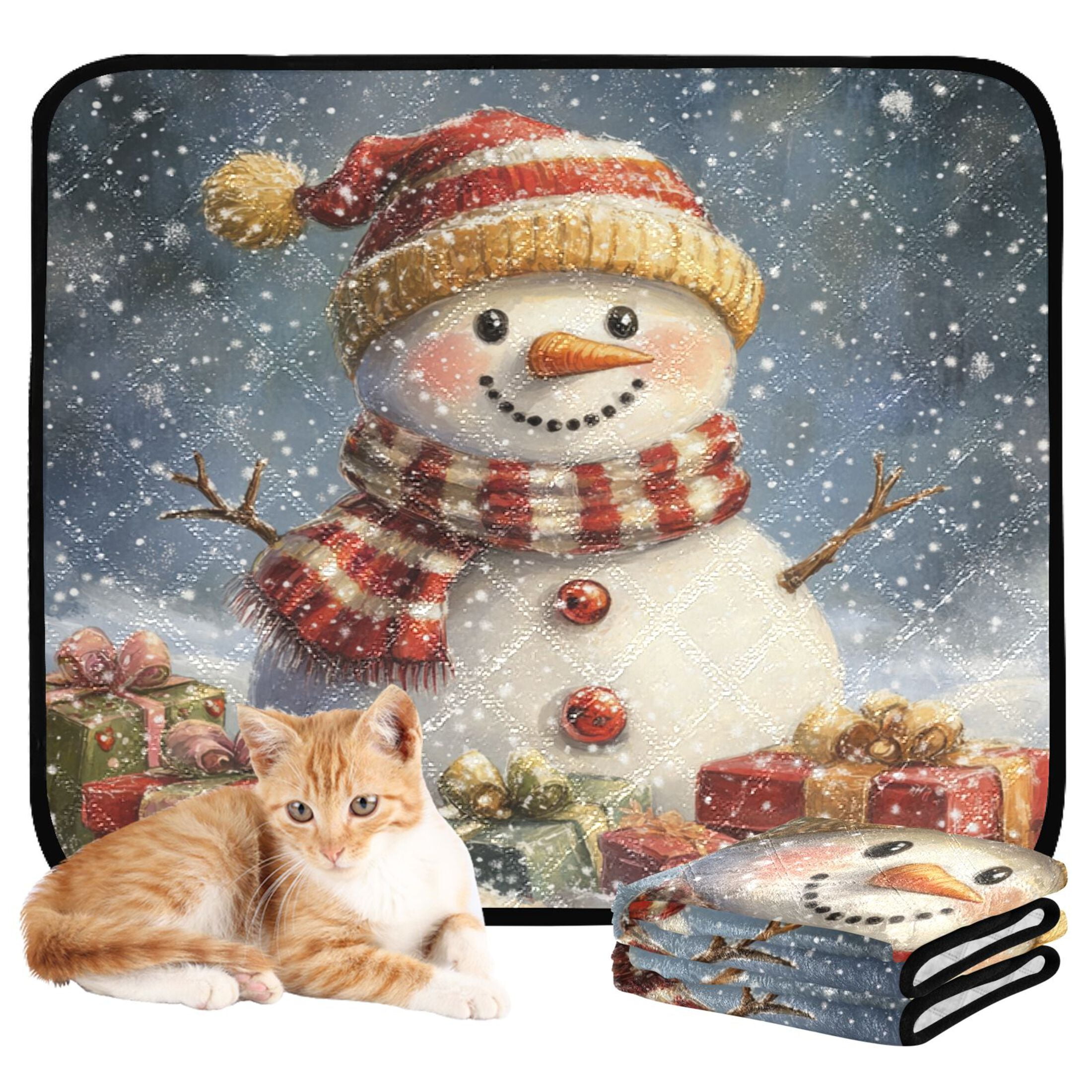 Qxltty Snowman Gift Cat litter Pads Pet Set of 3 Diaper Mats Center Anti-leakage Layer Absorbent Soft and Comfortable