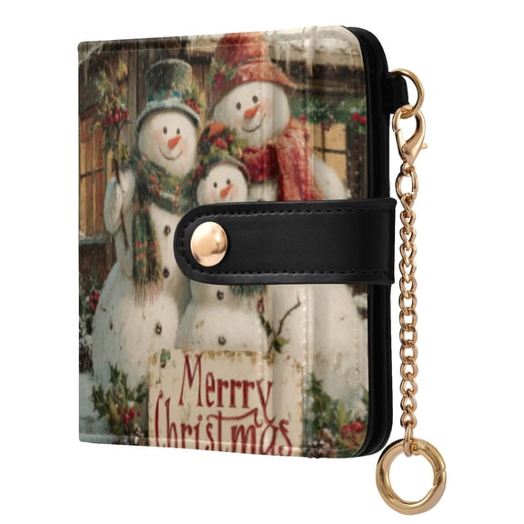 Qxltty Snowman House Ladies Wallet Rfid Slim Thin Compact Credit Card Women Wallet Zipper Coin Pocket and ID Window for Female Gifts