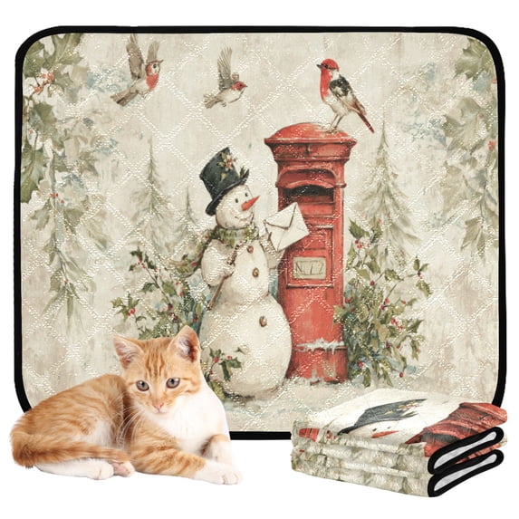 Qxltty Snowman Mail Carrier Cat litter Pads Pet Set of 3 Diaper Mats Center Anti-leakage Layer Absorbent Soft and Comfortable