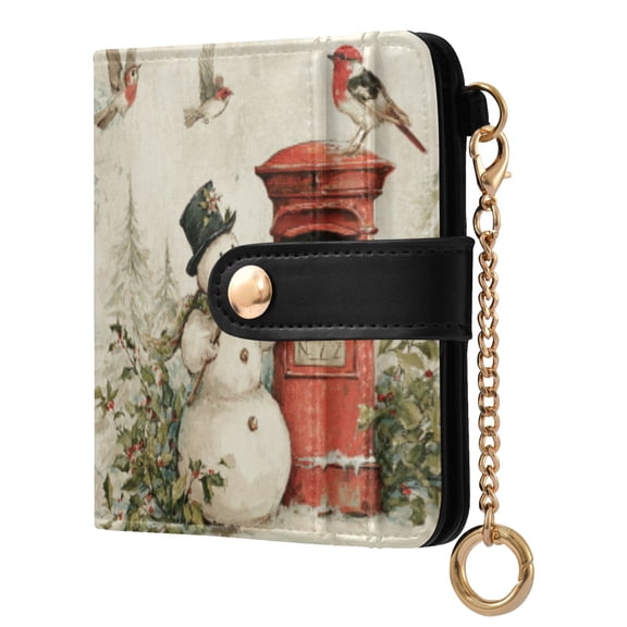 Qxltty Snowman Mail Carrier Ladies Wallet Rfid Slim Thin Compact Credit Card Women Wallet Zipper Coin Pocket and ID Window for Female Gifts