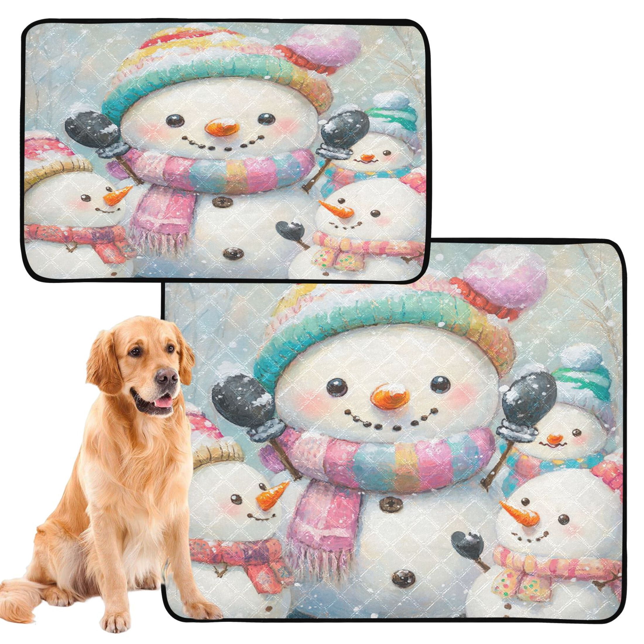 Qxltty Snowman Party Cat litter Pads Pet Set of 2 Diaper Mats Center Anti-leakage Layer Absorbent Soft and Comfortable