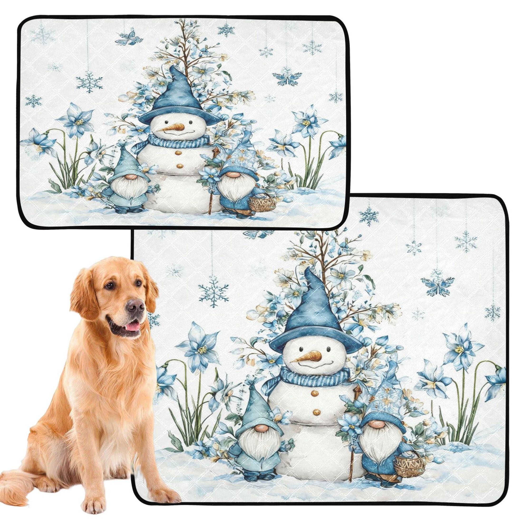Qxltty Snowman and Dwarf Cat litter Pads Pet Set of 2 Diaper Mats Center Anti-leakage Layer Absorbent Soft and Comfortable