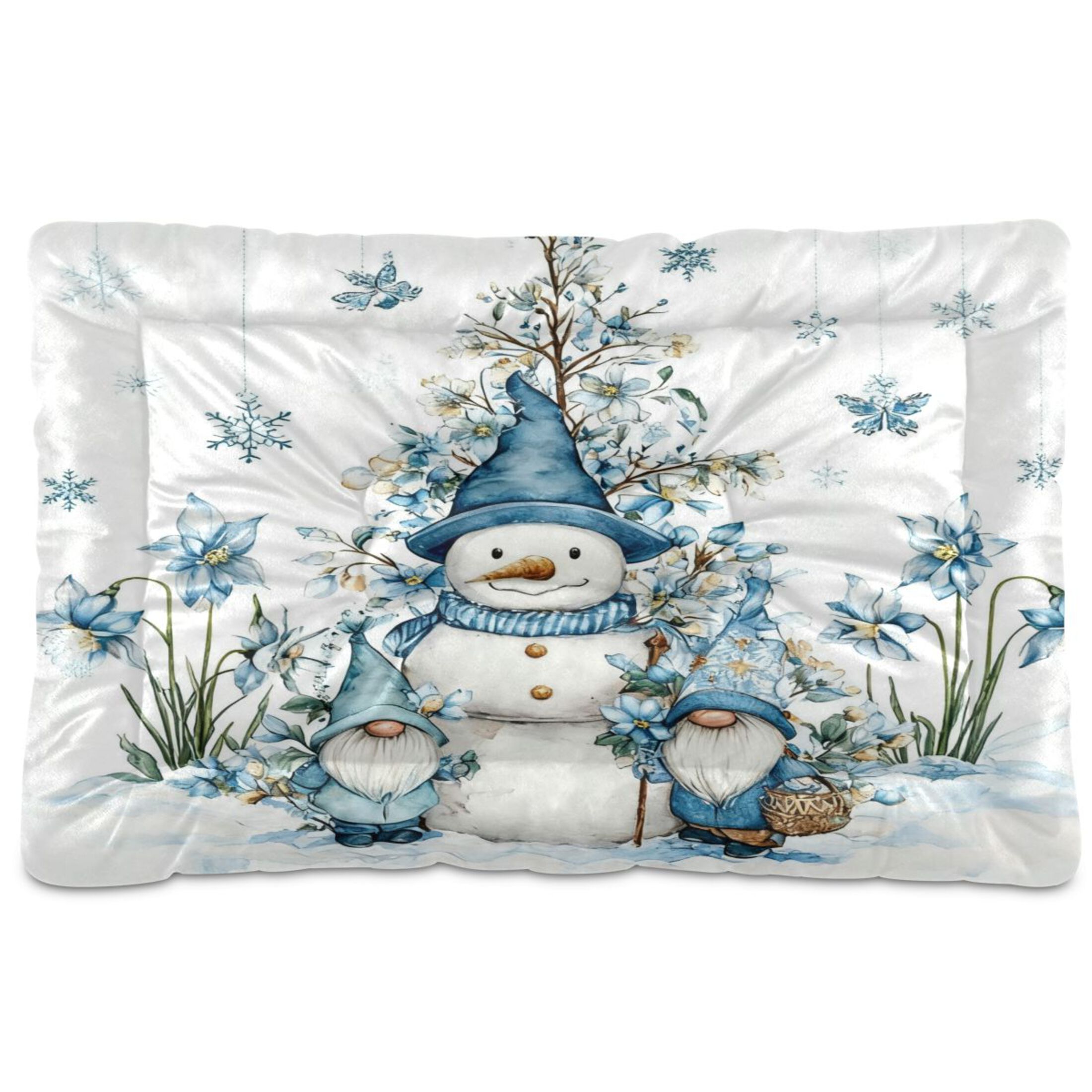 Qxltty Snowman and Dwarf Ped Pad Wear-resistant and Hard to Bite Through Sleeping Pad for Small Medium Large Dogs Winter Pet Bed 36×24in