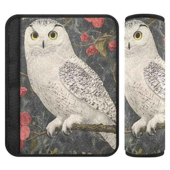 Qxltty Snowy Owl Car Seat Strap Pads are Soft and Snug Fitting for All Cars Backpacks Pushchair