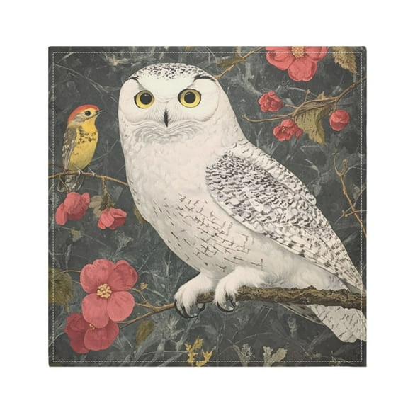 Qxltty Snowy Owl Napkins 20×20in Perfect for Parties Dinners Weddings Cocktail Housewarming Cloth Napkins Set of 6