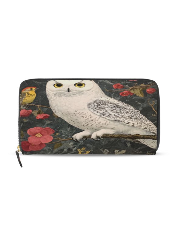 Snowy Owl Women's Leather Wallet Fashion Retro Multi Card Holder with Cell Phone Pocket Mothers Day Gifts