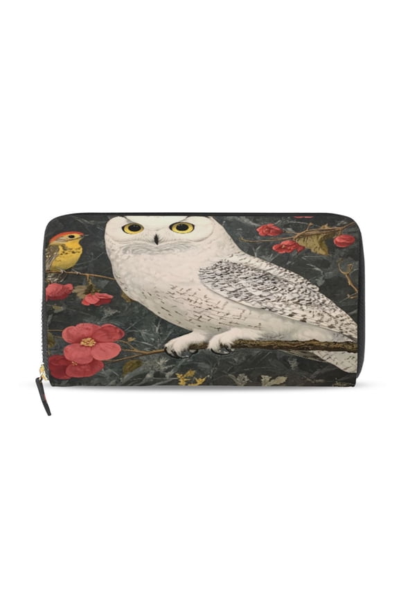 Snowy Owl Women's Leather Wallet Fashion Retro Multi Card Holder with Cell Phone Pocket Mothers Day Gifts