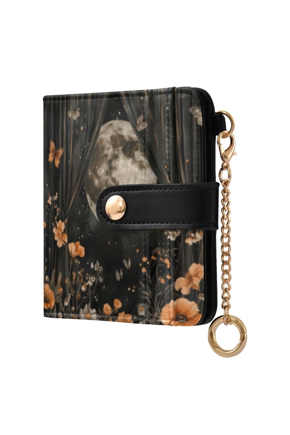 Spiritual Night Ladies Wallet Rfid Slim Thin Compact Credit Card Women Wallet Zipper Coin Pocket and ID Window for Female Gifts