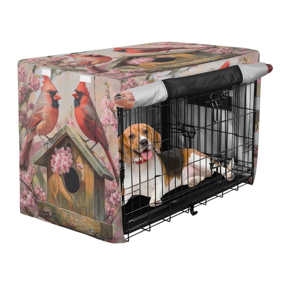 Qxltty Spring Cardinal Bird Crate Cover Durable Oxford Cloth Pet Kennel Sunshade Universal Fit for 47in Wire Cage