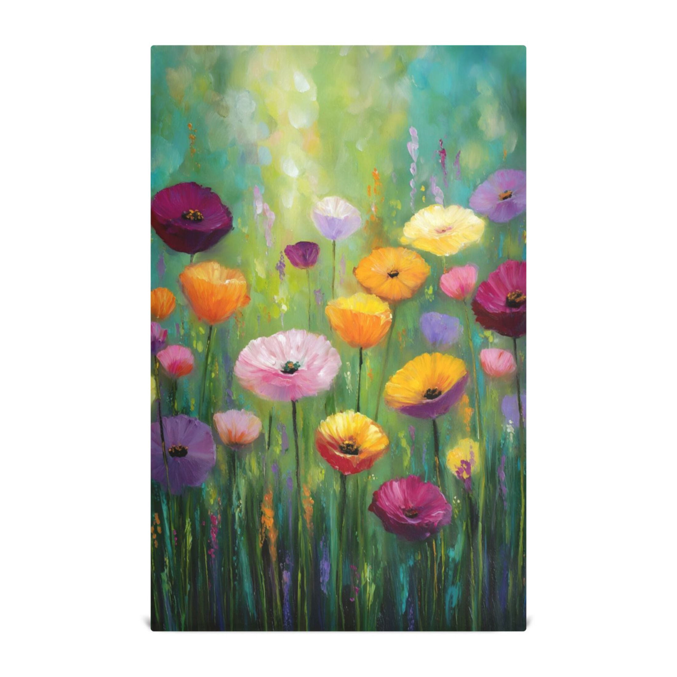 Qxltty Spring Wildflowers Kitchen Towels 28 x 18 Inch Set of 6 Soft Cotton Linen Feel Dish Towels with Hanging Loop for Drying, Cleaning & Decor