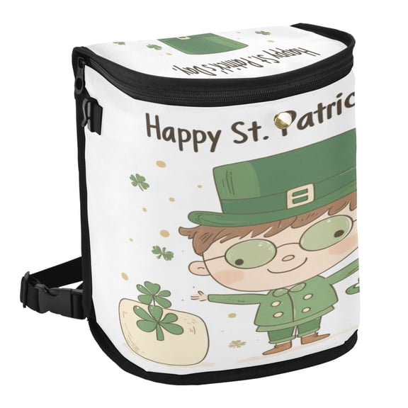 Qxltty St Patricks Cartoon Doll Car Trash Can with Lid Vehicle Backseat Hanging Leak Proof Storage Bin