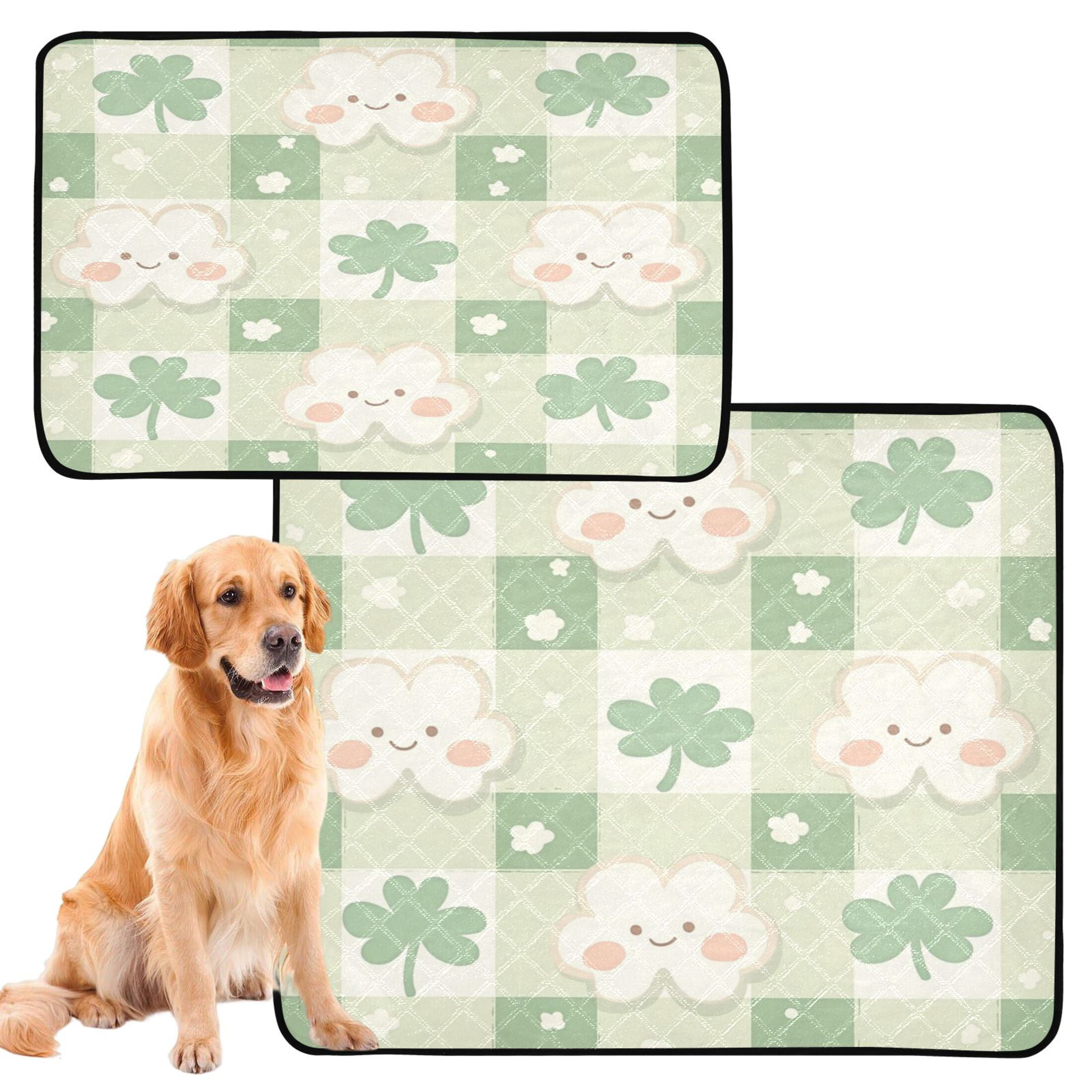 Qxltty St Patricks Day Clouds Cat litter Pads Pet Set of 2 Diaper Mats Center Anti-leakage Layer Absorbent Soft and Comfortable