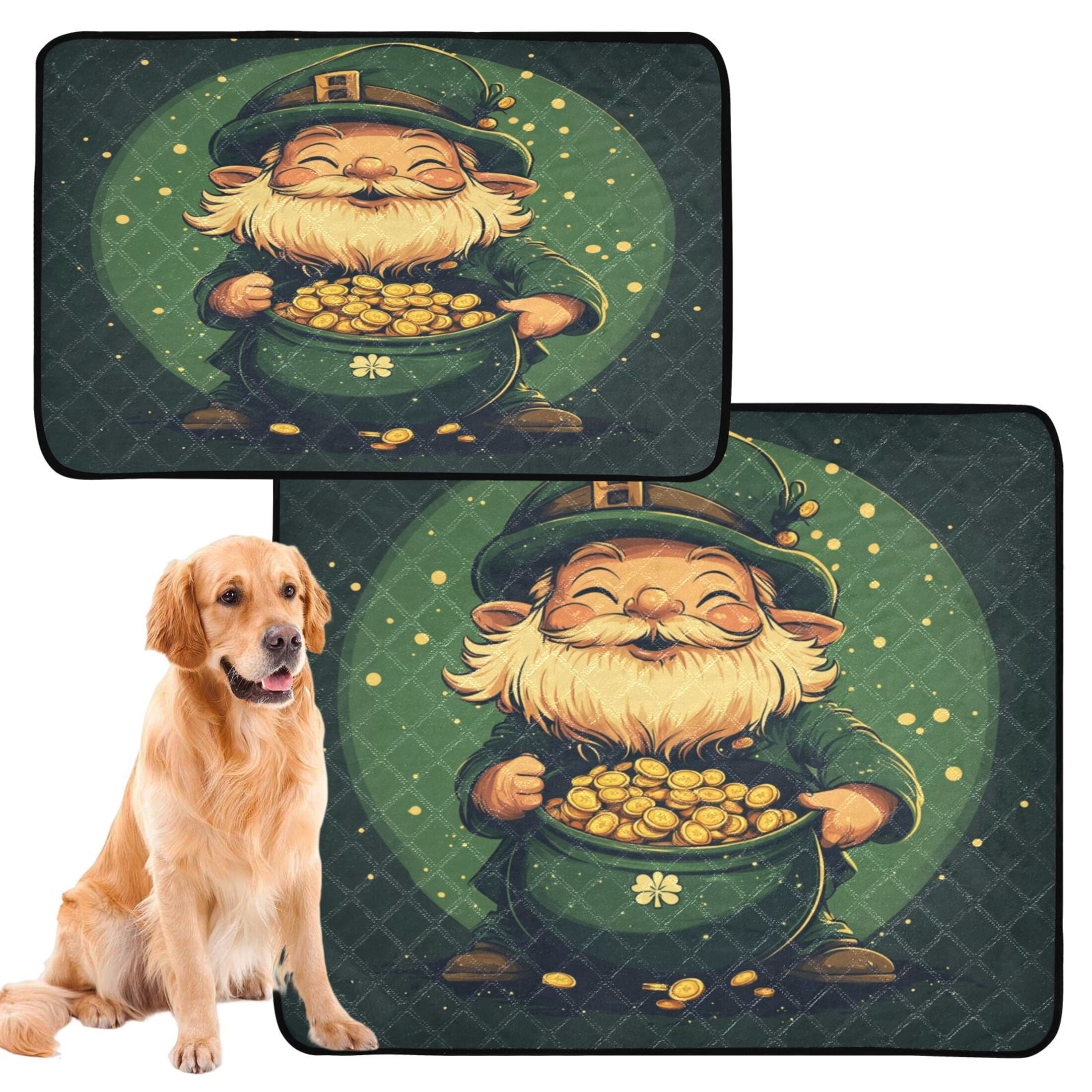 Qxltty St Patricks Dwarf Demon Cat litter Pads Pet Set of 2 Diaper Mats Center Anti-leakage Layer Absorbent Soft and Comfortable