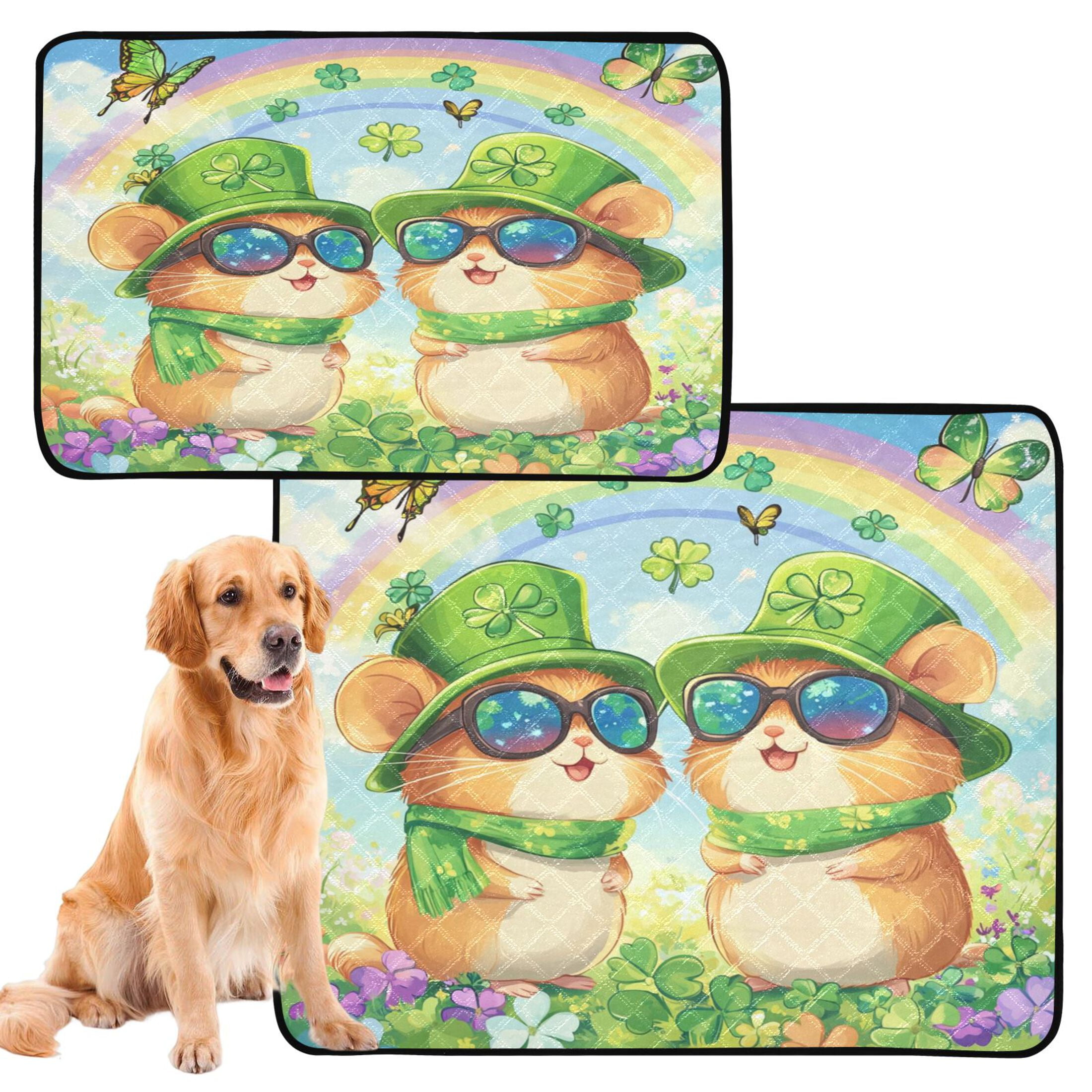 Qxltty St Patricks Hamsters Cat litter Pads Pet Set of 2 Diaper Mats Center Anti-leakage Layer Absorbent Soft and Comfortable