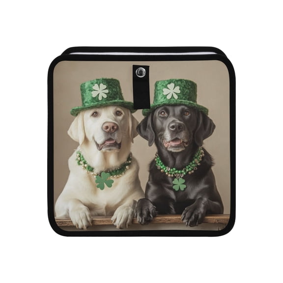 Qxltty St Patricks Labrador Car Dumpster Collapsible Rear Seat Suspension Trash for Front Seat Center Console in Vehicle