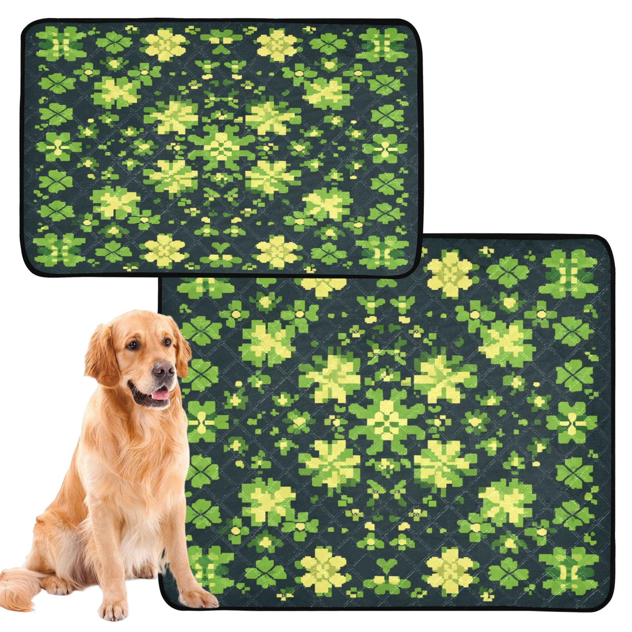 Qxltty St Patricks Vintage Clover Cat litter Pads Pet Set of 2 Diaper Mats Center Anti-leakage Layer Absorbent Soft and Comfortable