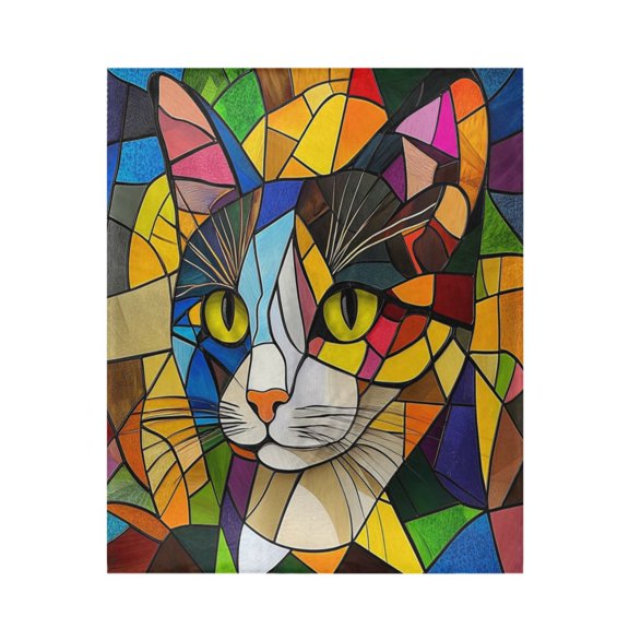 Qxltty Stained Glass Civet Soft Cozy Fluffy Blankets for Couch Sofa Chair Bed Camping Picnic Travel Lightweight Bed 5060inch