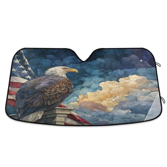 Qxltty Star Cloud Freedom Eagle Car Windshield Sunshades Foldable UV Rays Sun Visor Protector Keep Your Vehicle Cool 53×23.5in