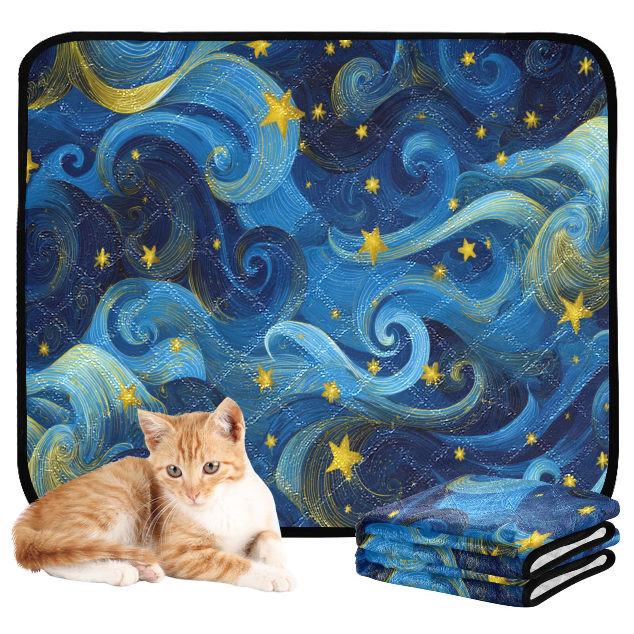Qxltty Star Cloud Night Sky Cat litter Pads Pet Set of 3 Diaper Mats Center Anti-leakage Layer Absorbent Soft and Comfortable