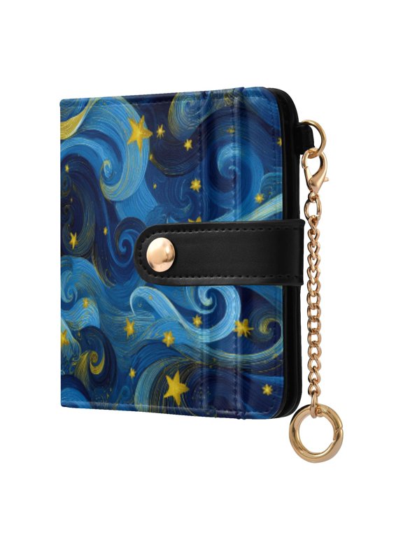 Star Cloud Night Sky Ladies Wallet Rfid Slim Thin Compact Credit Card Women Wallet Zipper Coin Pocket and ID Window for Female Gifts