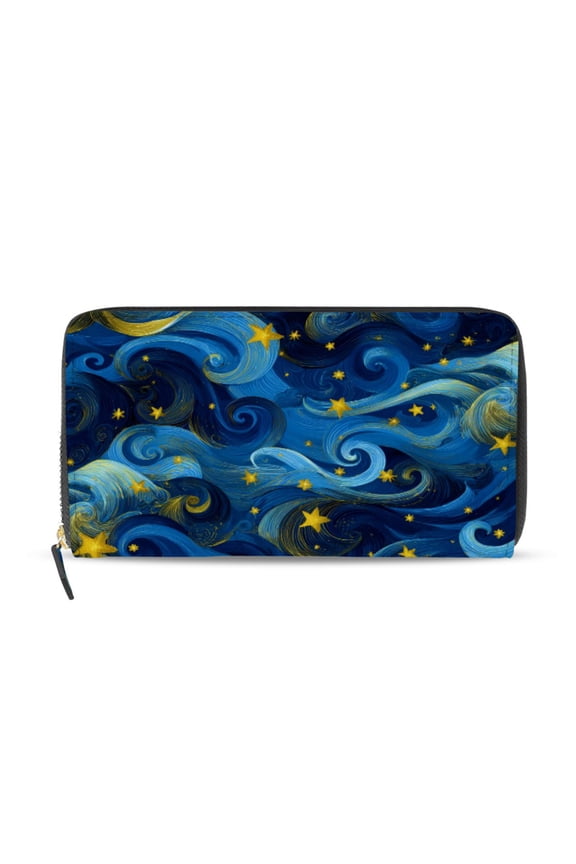 Star Cloud Night Sky Women's Leather Wallet Fashion Retro Multi Card Holder with Cell Phone Pocket Mothers Day Gifts