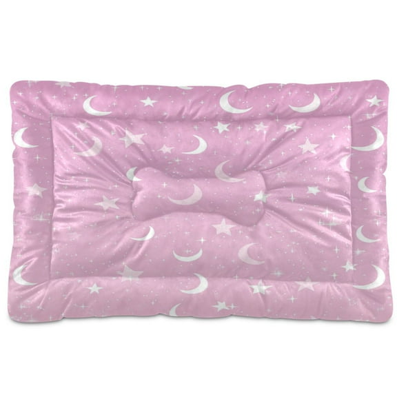 Qxltty Star Moon Pink Pattern Ped Pad Wear-resistant and Hard to Bite Through Sleeping Pad for Small Medium Large Dogs Winter Pet Bed 24×18in