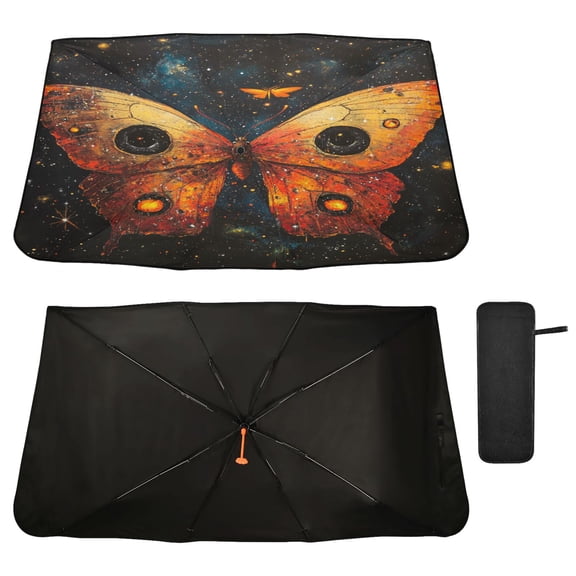 Qxltty Star Red Butterfly Windshield Sun Shade Umbrella Protect Car from Sunrays and Heat Damage Keep Cool and Interior